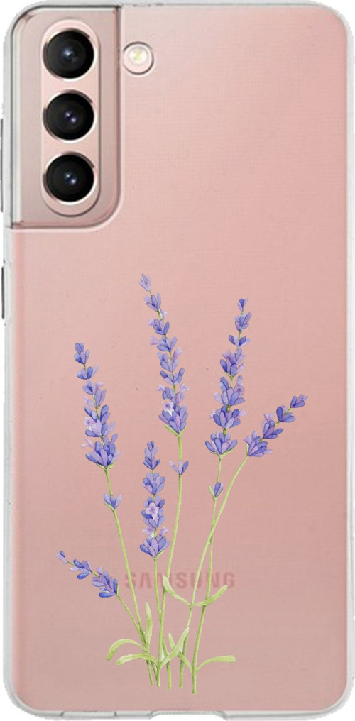 Samsung Galaxy S21 Uyumlu Lavanta Çiçek Tasarımlı Baskılı Silikon Kılıf