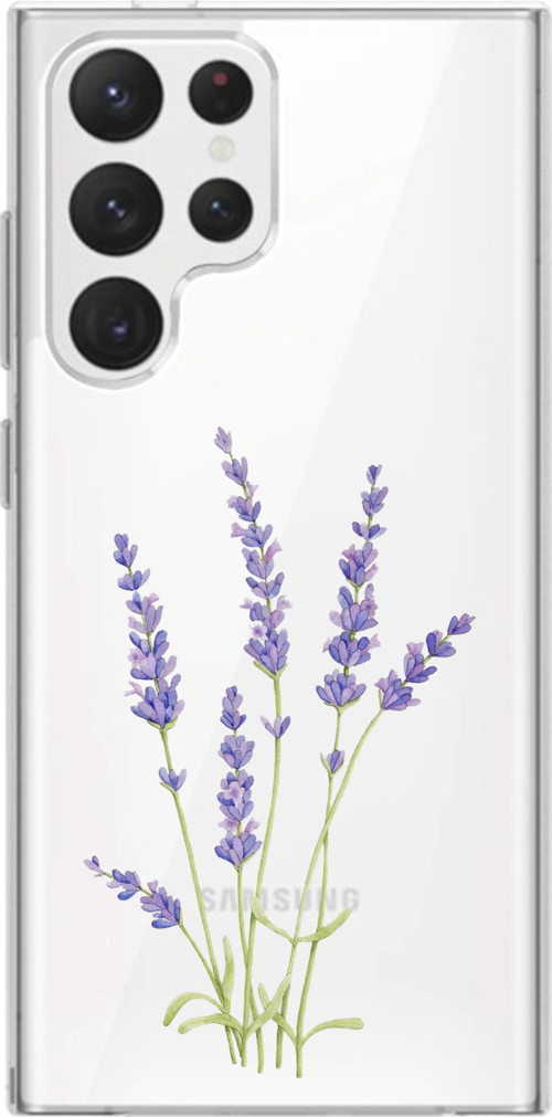 Samsung Galaxy S22 Ultra Uyumlu Lavanta Çiçek Tasarımlı Baskılı Silikon Kılıf