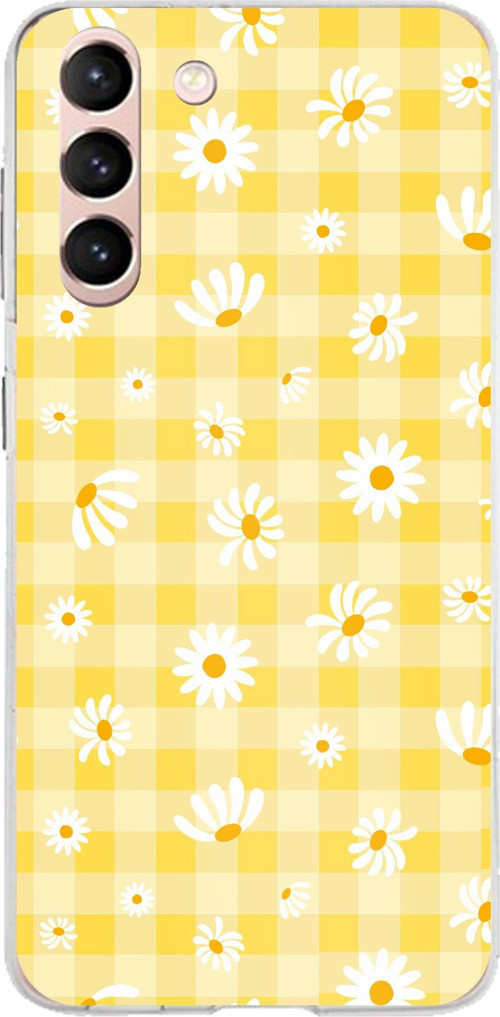 Samsung Galaxy S21 Uyumlu Sarı Papatya Bahçesi Baskılı Silikon Kılıf