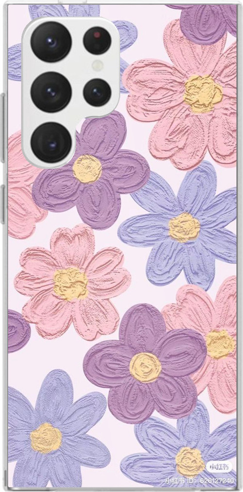 Samsung Galaxy S22 Ultra Uyumlu Renkli Papatyalar Sulu Boya Baskılı Silikon Kılıf