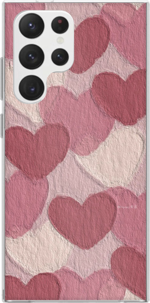 Samsung Galaxy S22 Ultra Uyumlu Pastel Gül Kurusu ve Pembe Kalpli Baskılı Silikon Kılıf