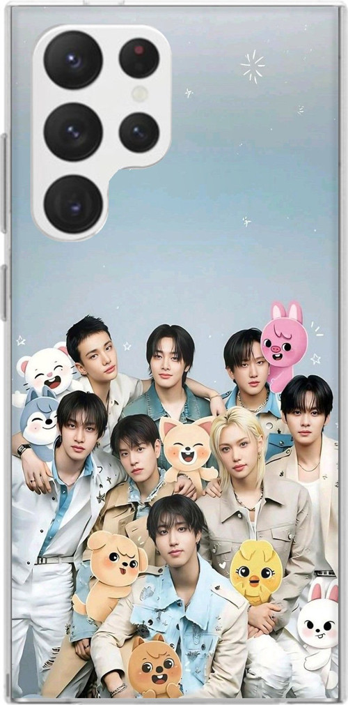 Samsung Galaxy S22 Ultra Uyumlu Tray Kids K-Pop Grubu ve SKZOO Temalı Baskılı Silikon Kılıf