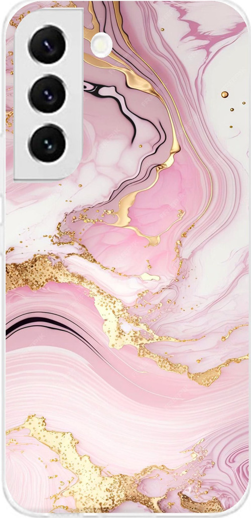 Samsung Galaxy S22 Uyumlu Pembe Mermer Baskılı Silikon Kılıf