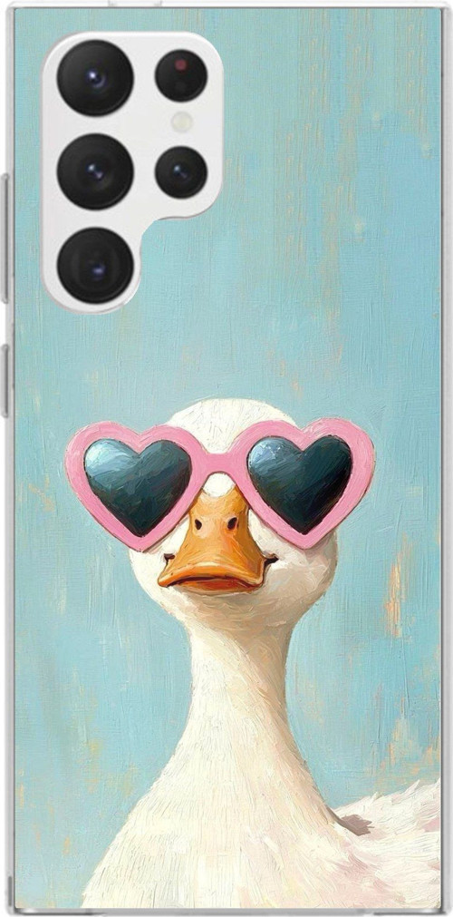 Samsung Galaxy S22 Ultra Uyumlu Yağlı Boya Pop-Art Ördek Baskılı Silikon Kılıf