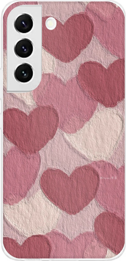 Samsung Galaxy S22 Uyumlu Pastel Gül Kurusu ve Pembe Kalpli Baskılı Silikon Kılıf
