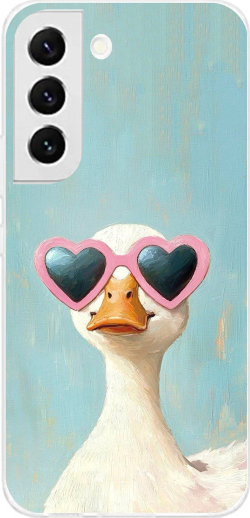 Samsung Galaxy S22 Uyumlu Yağlı Boya Pop-Art Ördek Baskılı Silikon Kılıf