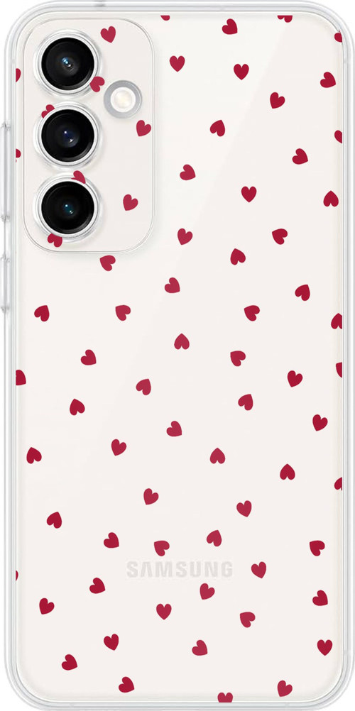 Samsung Galaxy S23 FE Uyumlu Kırmızı Kalpler Tasarımlı Baskılı Silikon Kılıf