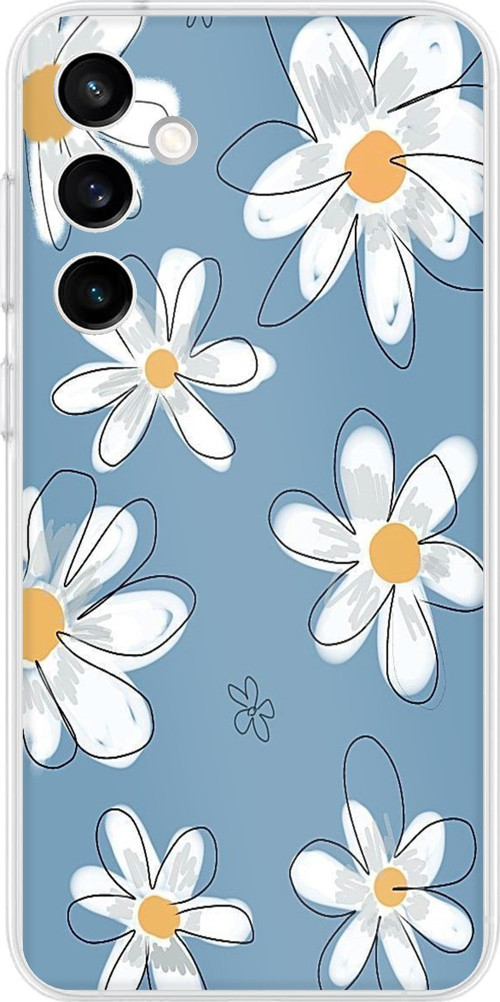 Samsung Galaxy S23 FE Uyumlu Mavi Papatya Bahçesi Baskılı Silikon Kılıf