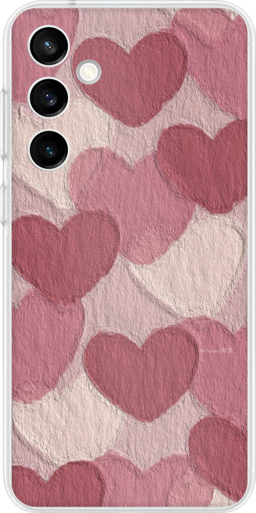 Samsung Galaxy S23 FE Uyumlu Pastel Gül Kurusu ve Pembe Kalpli Baskılı Silikon Kılıf