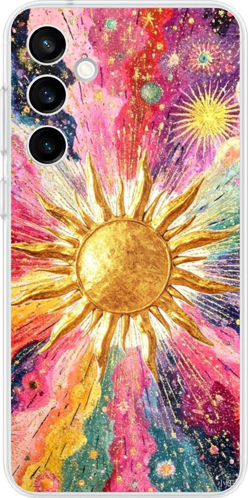 Samsung Galaxy S23 FE Uyumlu Psikedelik Galaksi ve Güneş Desenli Baskılı Silikon Kılıf