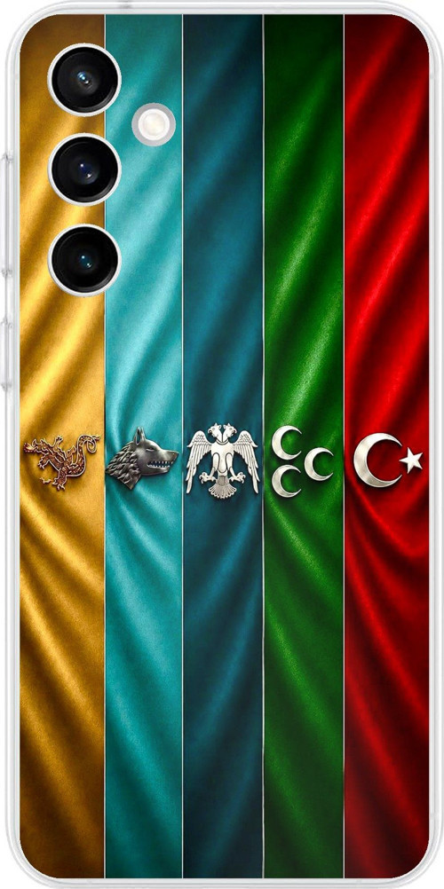 Samsung Galaxy S23 FE Uyumlu Tarihi Türk Devletleri Bayrakları Baskılı Silikon Kılıf