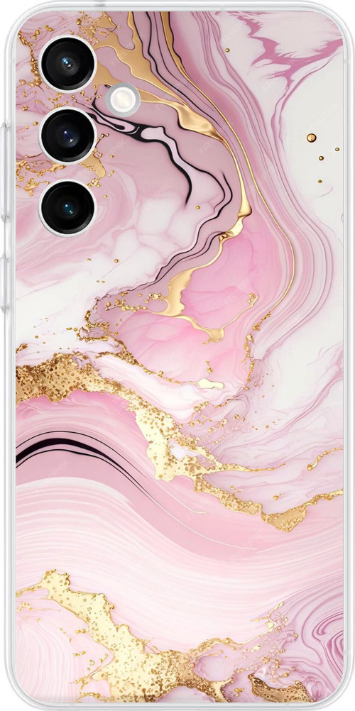 Samsung Galaxy S23 FE Uyumlu Pembe Mermer Baskılı Silikon Kılıf