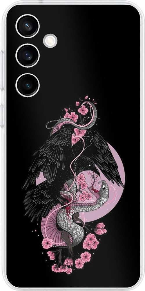 Samsung Galaxy S23 FE Uyumlu Pembe Siyah Yılan Baskılı Silikon Kılıf