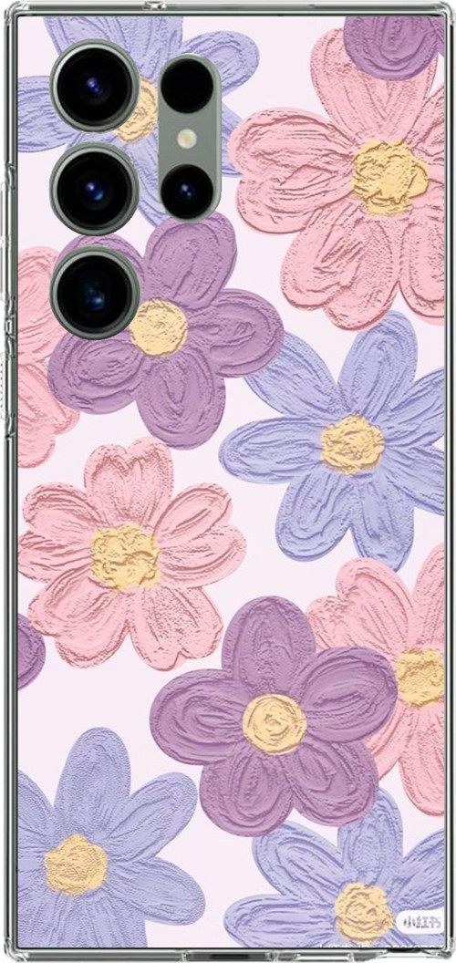 Samsung Galaxy S23 ULTRA Uyumlu Renkli Papatyalar Sulu Boya Baskılı Silikon Kılıf