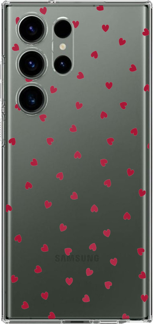 Samsung Galaxy S23 ULTRA Uyumlu Kırmızı Kalpler Tasarımlı Baskılı Silikon Kılıf