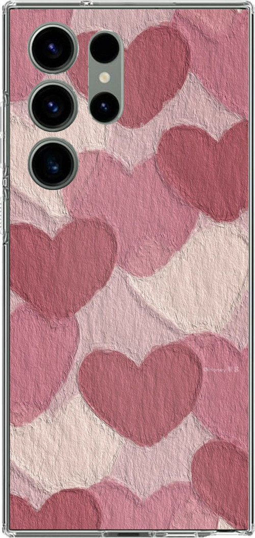 Samsung Galaxy S23 ULTRA Uyumlu Pastel Gül Kurusu ve Pembe Kalpli Baskılı Silikon Kılıf