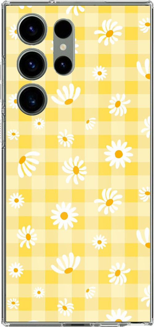 Samsung Galaxy S23 ULTRA Uyumlu Sarı Papatya Bahçesi Baskılı Silikon Kılıf
