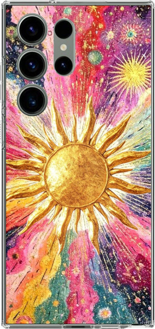 Samsung Galaxy S23 ULTRA Uyumlu Psikedelik Galaksi ve Güneş Desenli Baskılı Silikon Kılıf