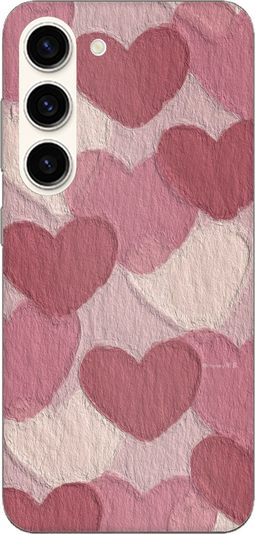 Samsung Galaxy S23 Uyumlu Pastel Gül Kurusu ve Pembe Kalpli Baskılı Silikon Kılıf