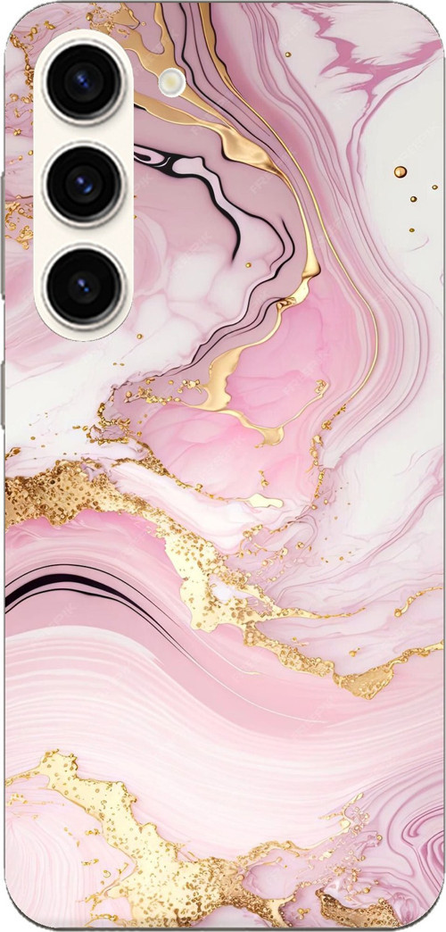 Samsung Galaxy S23 Uyumlu Pembe Mermer Baskılı Silikon Kılıf