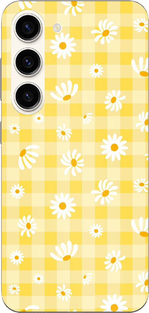 Samsung Galaxy S23 Uyumlu Sarı Papatya Bahçesi Baskılı Silikon Kılıf