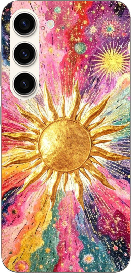 Samsung Galaxy S23 Uyumlu Psikedelik Galaksi ve Güneş Desenli Baskılı Silikon Kılıf