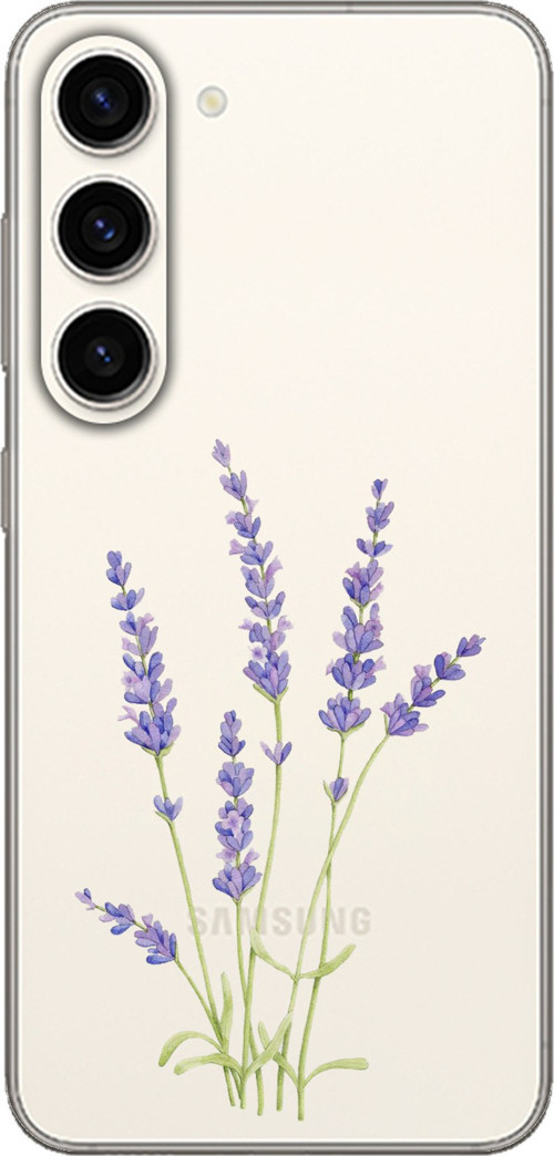 Samsung Galaxy S23 Uyumlu Lavanta Çiçek Tasarımlı Baskılı Silikon Kılıf