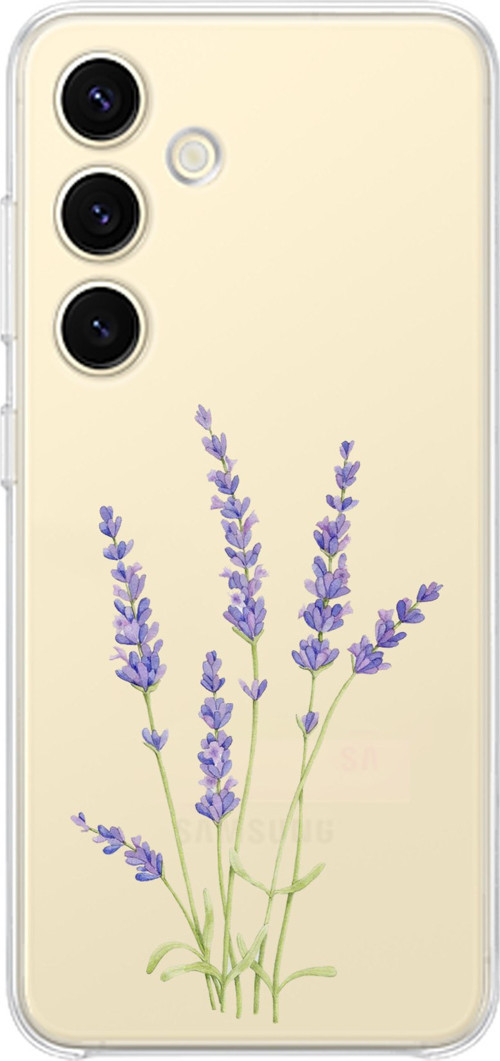 Samsung Galaxy S24 - S25 Uyumlu Lavanta Çiçek Tasarımlı Baskılı Silikon Kılıf