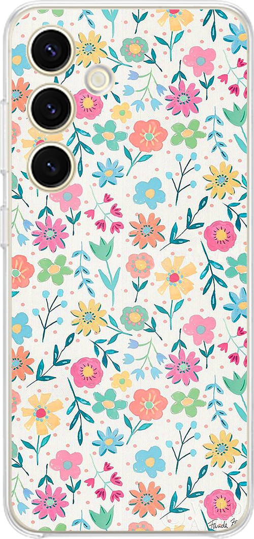 Samsung Galaxy S24 - S25 Uyumlu Dekoratif Çiçekler Baskılı Silikon Kılıf