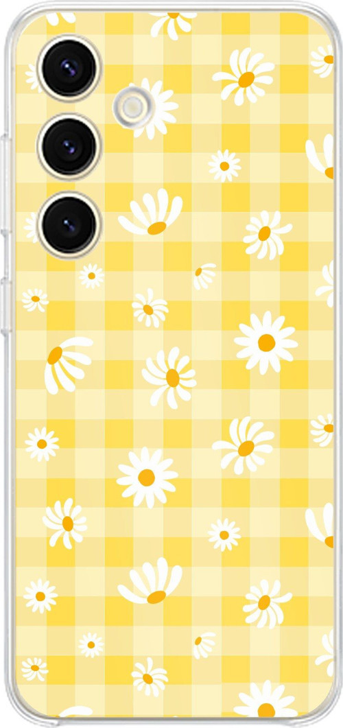 Samsung Galaxy S24 - S25 Uyumlu Sarı Papatya Bahçesi Baskılı Silikon Kılıf