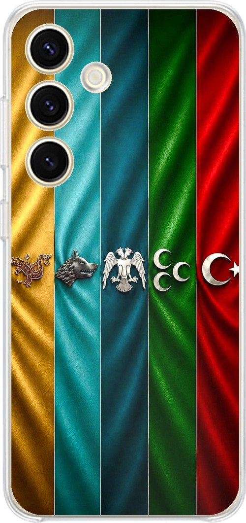 Samsung Galaxy S24 - S25 Uyumlu Tarihi Türk Devletleri Bayrakları Baskılı Silikon Kılıf