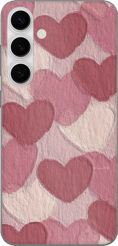 Samsung Galaxy S24 FE Uyumlu Pastel Gül Kurusu ve Pembe Kalpli Baskılı Silikon Kılıf