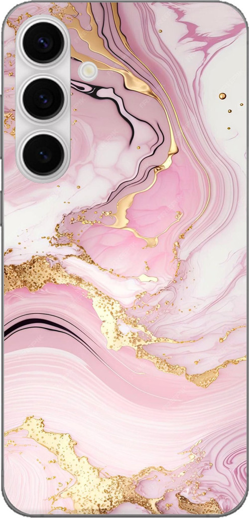 Samsung Galaxy S24 FE Uyumlu Pembe Mermer Baskılı Silikon Kılıf