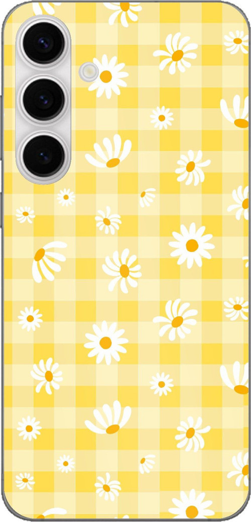Samsung Galaxy S24 FE Uyumlu Sarı Papatya Bahçesi Baskılı Silikon Kılıf