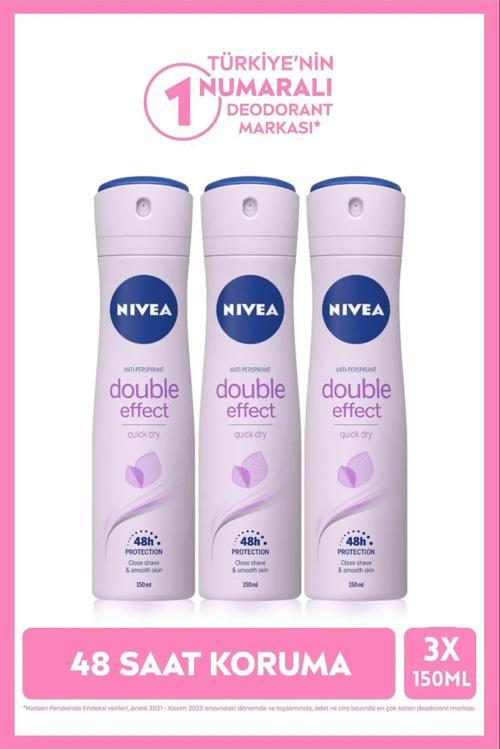 Woman Double Effect Hızlı Kuruma 48h Koruma Pürüzsüz Koltuk Altları Kadın Deodorant X 3 Adet