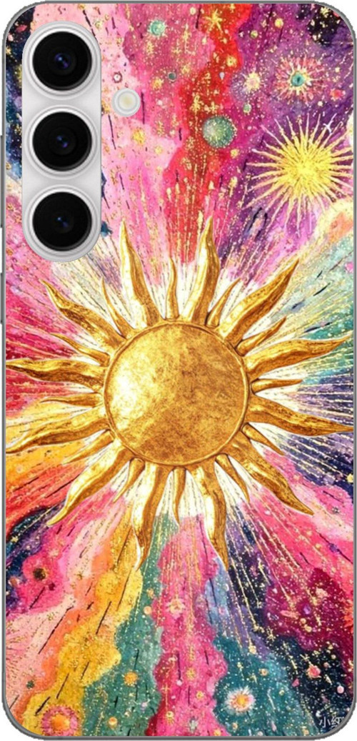 Samsung Galaxy S24 FE Uyumlu Psikedelik Galaksi ve Güneş Desenli Baskılı Silikon Kılıf