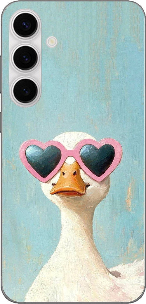 Samsung Galaxy S24 FE Uyumlu Yağlı Boya Pop-Art Ördek Baskılı Silikon Kılıf