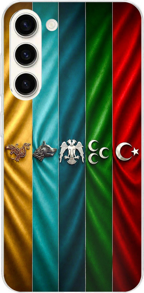 Samsung Galaxy S24 Plus Uyumlu Tarihi Türk Devletleri Bayrakları Baskılı Silikon Kılıf