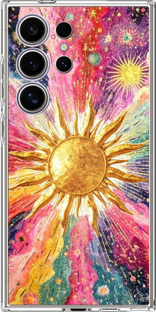 Samsung Galaxy S24 ULTRA Uyumlu Psikedelik Galaksi ve Güneş Desenli Baskılı Silikon Kılıf