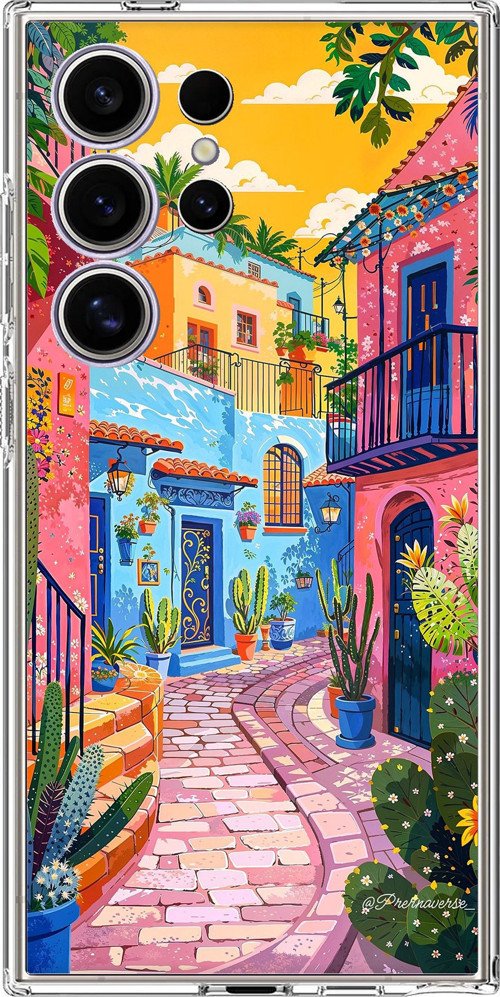 Samsung Galaxy S24 ULTRA Uyumlu Renkli Sanat Sokak Silikon Kılıf Baskılı Silikon Kılıf