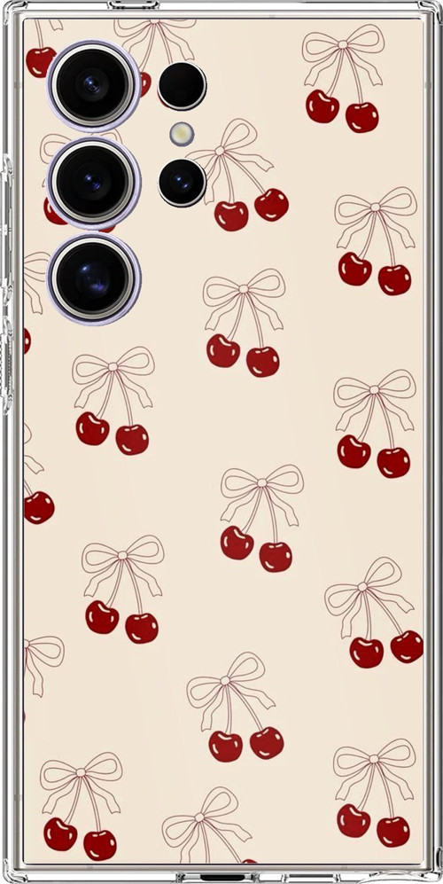 Samsung Galaxy S24 ULTRA Uyumlu Fiyonklu Kirazlar Baskılı Silikon Kılıf