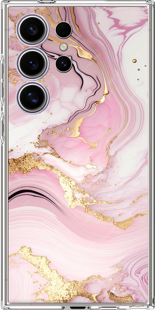 Samsung Galaxy S24 ULTRA Uyumlu Pembe Mermer Baskılı Silikon Kılıf