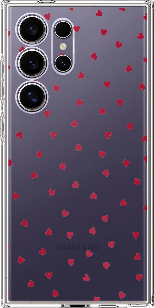 Samsung Galaxy S24 ULTRA Uyumlu Kırmızı Kalpler Tasarımlı Baskılı Silikon Kılıf
