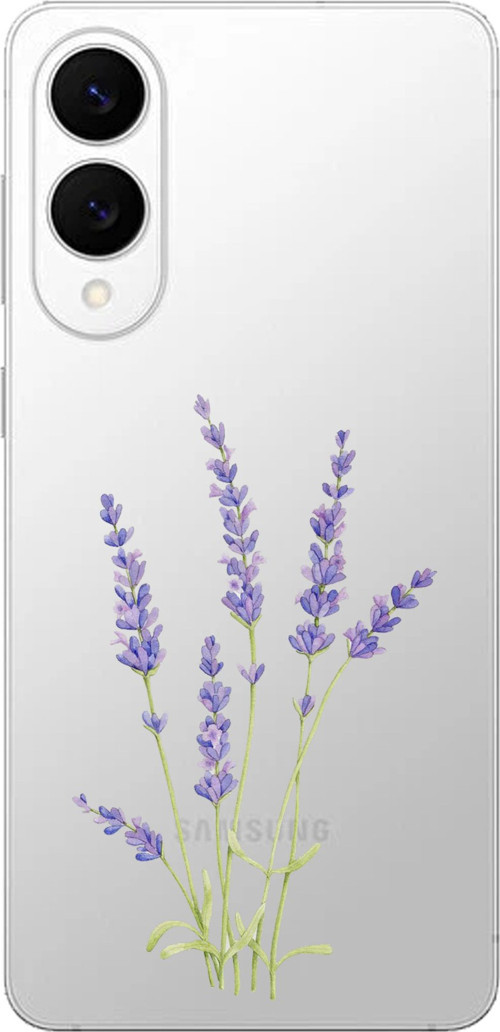 Samsung Galaxy S25 Edge Uyumlu Lavanta Çiçek Tasarımlı Baskılı Silikon Kılıf