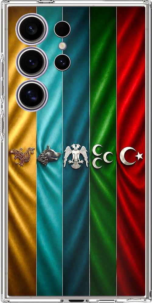Samsung Galaxy S24 ULTRA Uyumlu Tarihi Türk Devletleri Bayrakları Baskılı Silikon Kılıf