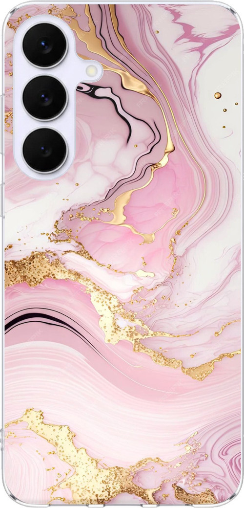Samsung Galaxy S25 FE Uyumlu Pembe Mermer Baskılı Silikon Kılıf