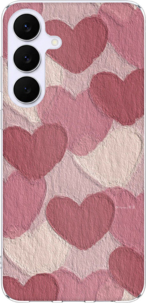 Samsung Galaxy S25 FE Uyumlu Pastel Gül Kurusu ve Pembe Kalpli Baskılı Silikon Kılıf