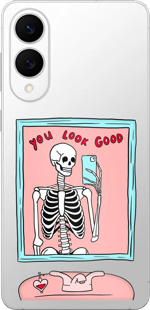 Samsung Galaxy S25 Edge Uyumlu You Look Good İskelet Tasarımlı Baskılı Silikon Kılıf