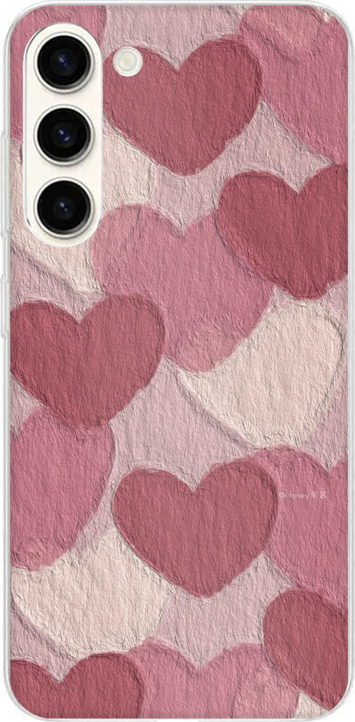 Samsung Galaxy S25 PLUS Uyumlu Pastel Gül Kurusu ve Pembe Kalpli Baskılı Silikon Kılıf