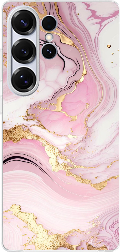 Samsung Galaxy S25 ULTRA Uyumlu Pembe Mermer Baskılı Silikon Kılıf